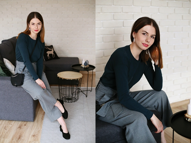 Witaj 2018 - minimalizm - cienki sweter i szare spodnie culottes