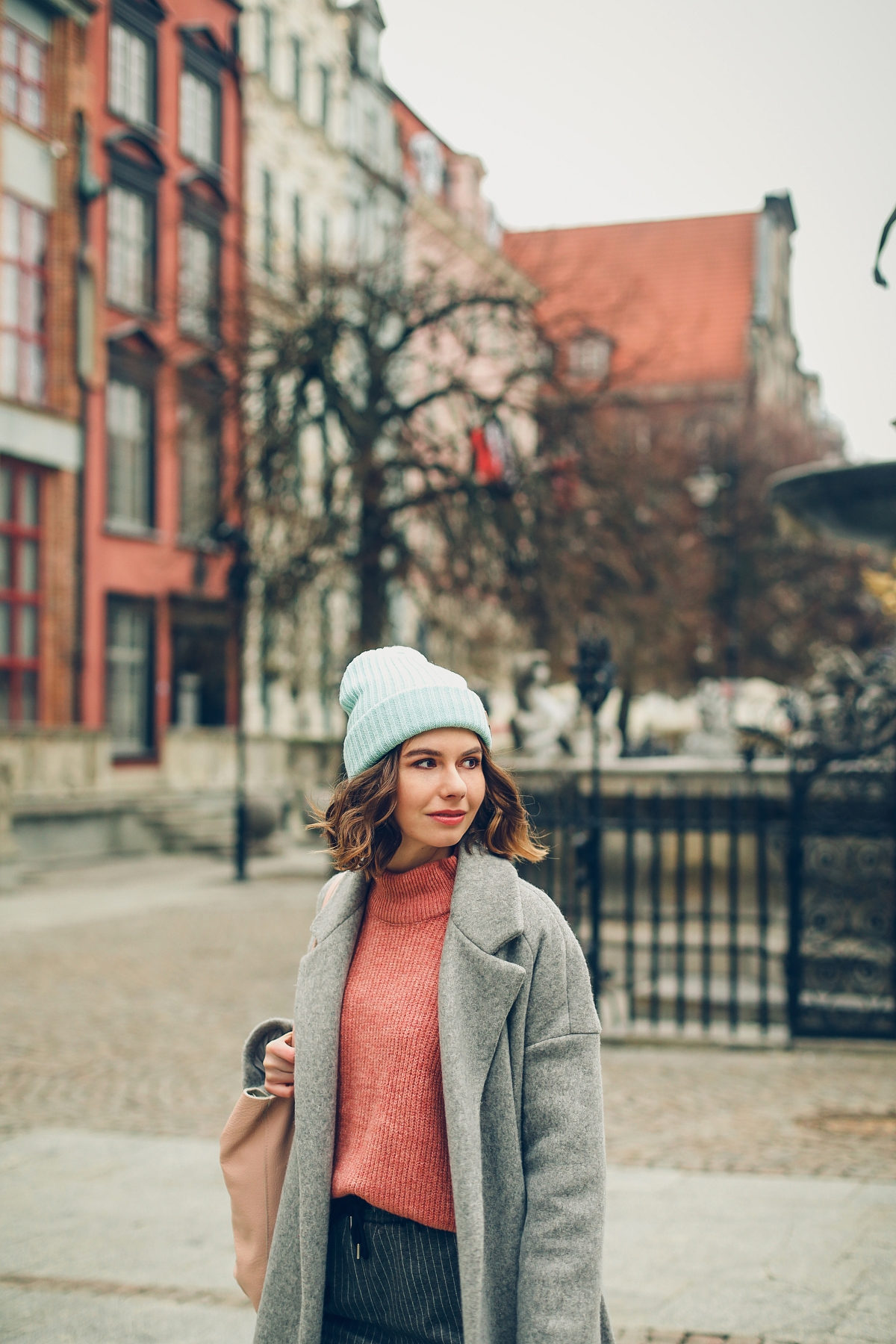 pastele sesja gdańsk answear plaszcz welniany sweter